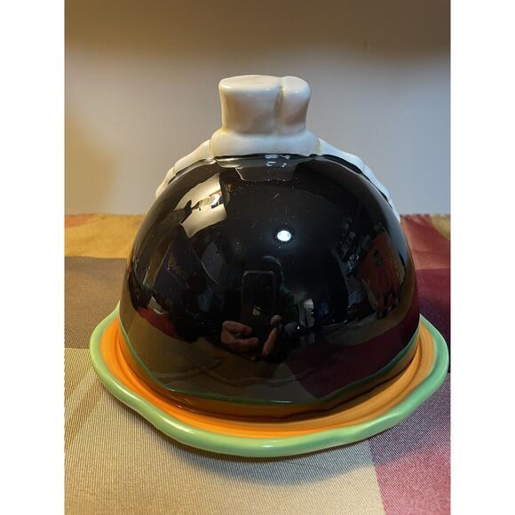 Halloween Ceramic Black & Orange Skeleton Hand Covered Serving Plate, Read All - Picture 3 of 10